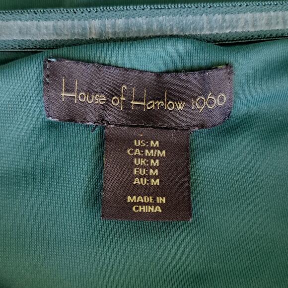 HOUSE OF HARLOW Green Strapless Twist Bodycon Midi Dress Size Medium Bandeau - Picture 6 of 10